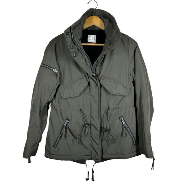 S13 New York Field Parka Jacket in Olive Green XS - Picture 10 of 10